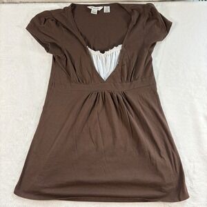 Derek Heart Maternity Babydoll Top Womens M Brown Empire Waist Vintage